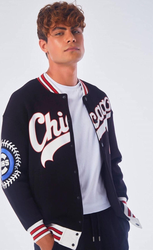 Unisex Siyah Chicago 45 Oversize Kolej Ceket