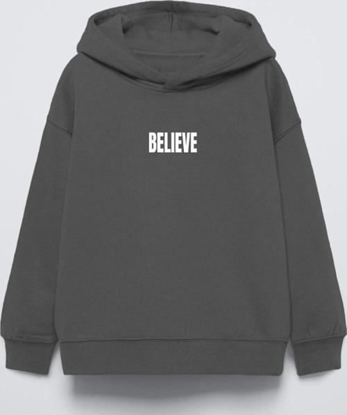 Futbol Tasarım Believe  Baskılı Kapüşonlu Çocuk Sweatshirt
