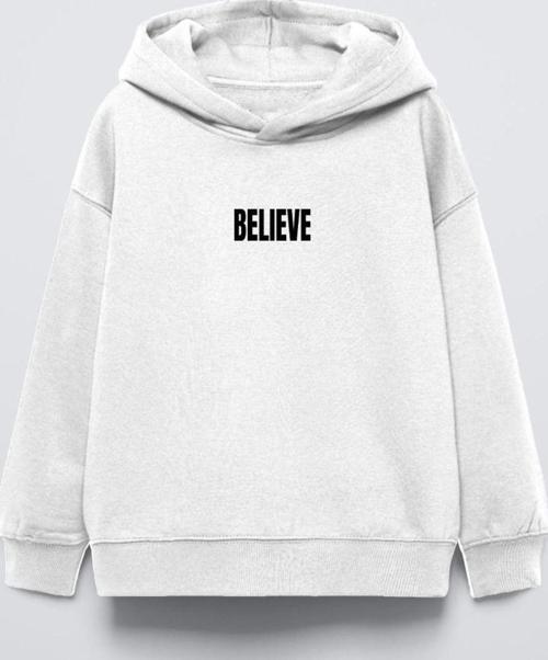 Futbol Tasarım Believe  Baskılı Kapüşonlu Çocuk Sweatshirt
