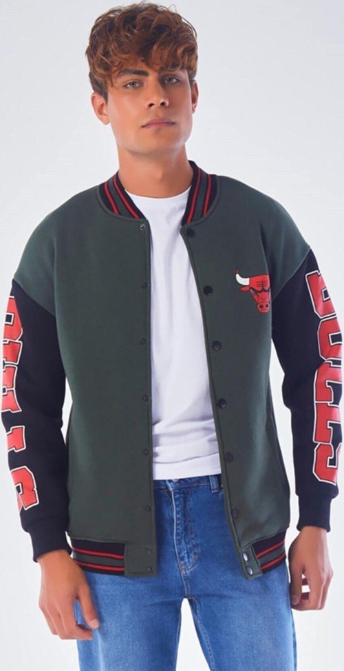 Unisex Haki Chicago 23 Oversize Kolej Ceket
