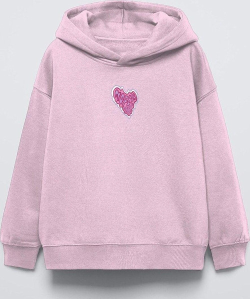 Pembe Kapüşonlu No Fear Baskı Detaylı Oversize Çocuk Hoodie