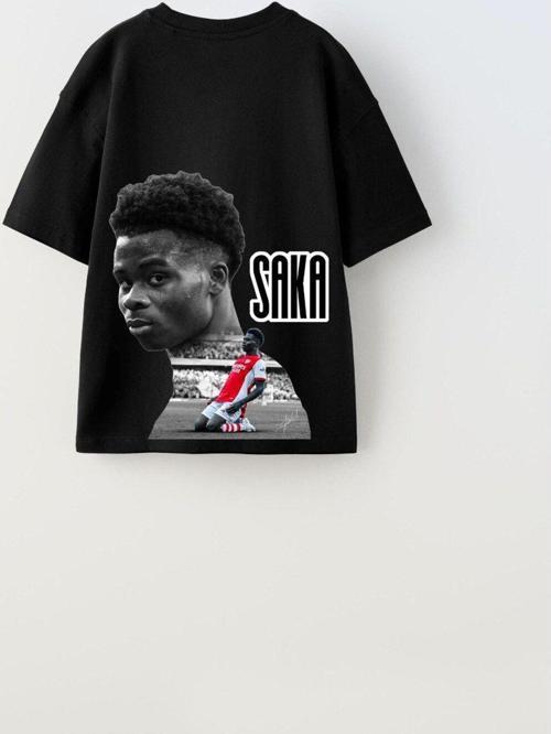 Euro 2024'Ün Genç Yıldızları Saka Baskılı Siyah Çocuk T-Shirt