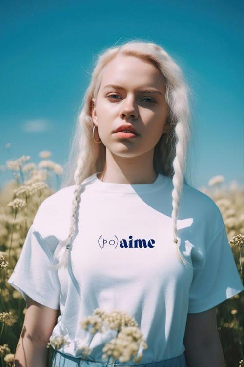 (Po) Aime Baskılı Kadın Beyaz T-Shirt