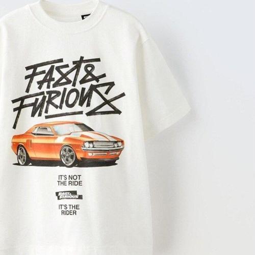 Fast Furıous Yazılı Araba Baskılı Beyaz Çocuk T-Shirt