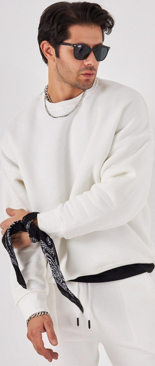 Bisiklet Yaka Basic 3 İplik Şardonlu Oversize Sweatshirt