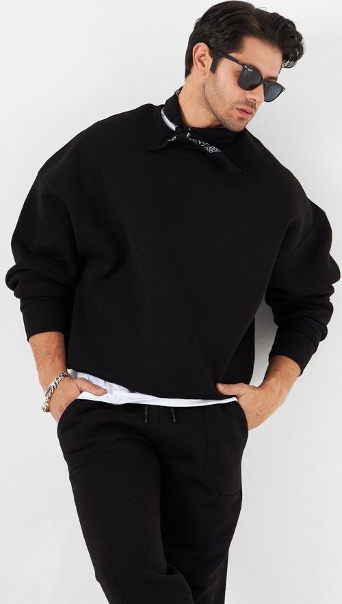 Bisiklet Yaka Basic 3 İplik Şardonlu Oversize Sweatshirt