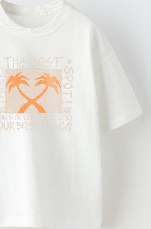 The Best Yazılı Palmiye Tasarım Baskılı Beyaz Çocuk T-Shirt