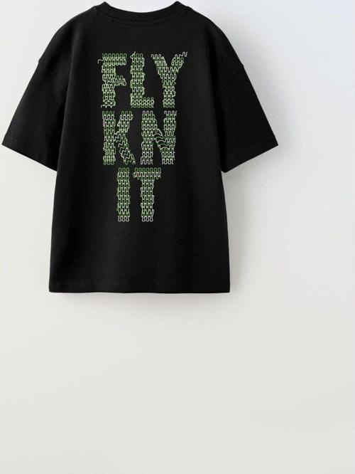 Collective Fly Knıt Yazılı Futbol Tasarım Baskılı Siyah Çocuk T-Shirt