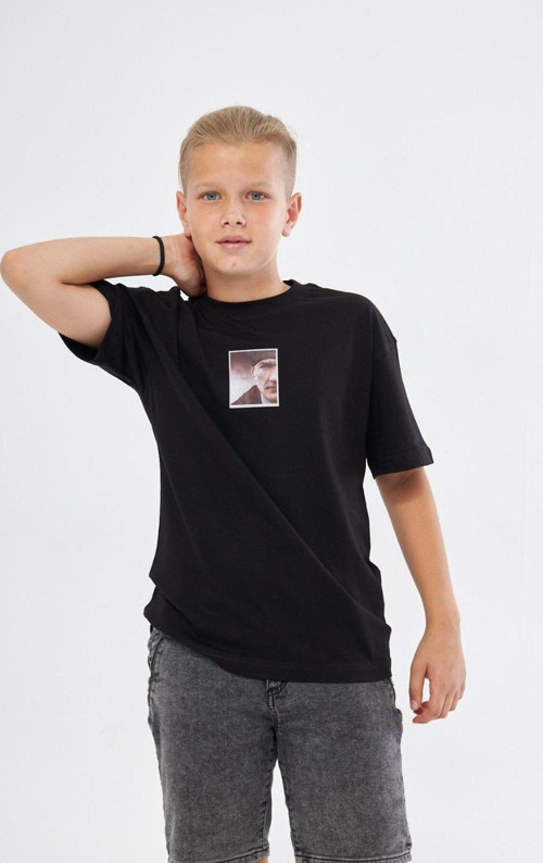 Atatürk Tasarım Baskılı Siyah Çocuk T-Shirt