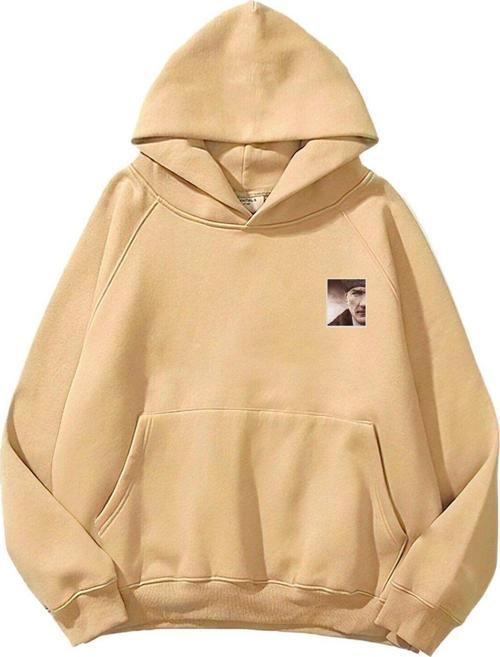 Kapüşonlu Içi Polar Mustafa Kemal Atatürk Baskılı Bej Unisex Hoodie Sweatshirt