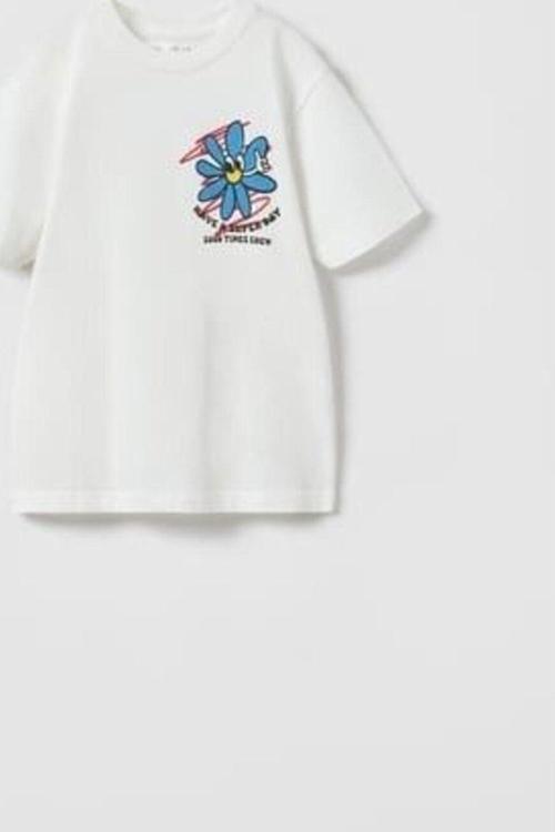 The Champ Have A Super Day Good Times Crew Yazılı Çiçek Tasarım Baskılı Beyaz Çocuk T-Shirt