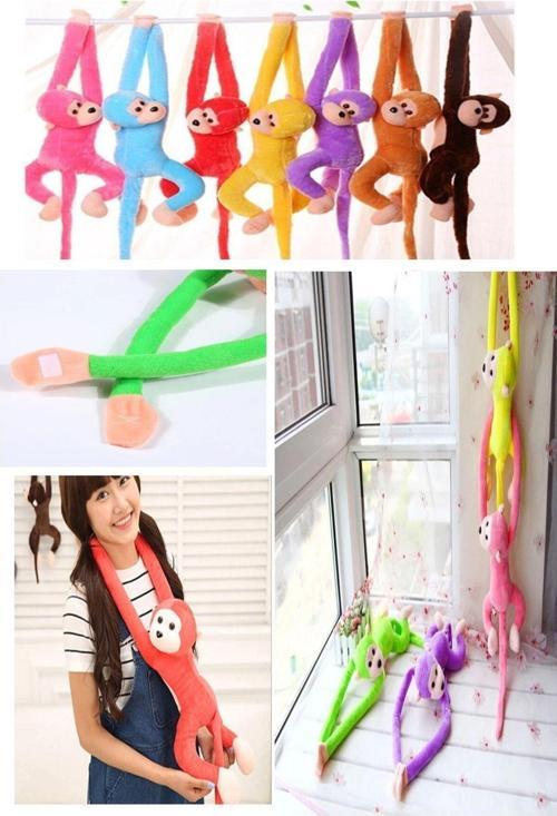 Boyuna Sarılan Peluş Maymun Sesli Asılabilen Pelüş Maymun Uyku Arkadaşı 6 Renk Kahverengi