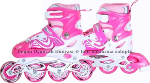 Işıklı Metal Gövdeli Ayarlanabilir Pembe Alıştırma Pateni