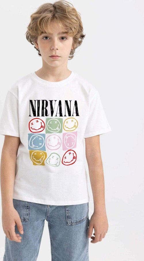 Nevermind Nirvana Yazılı Smile Tasarım Baskılı Beyaz Çocuk T-Shirt