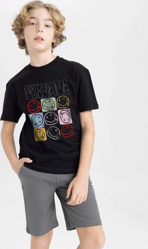 Nevermind Nirvana Yazılı Smile Tasarım Baskılı Siyah Çocuk T-Shirt
