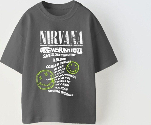 Nirvana Yazılı Smile Baskılı Füme Çocuk T-Shırt
