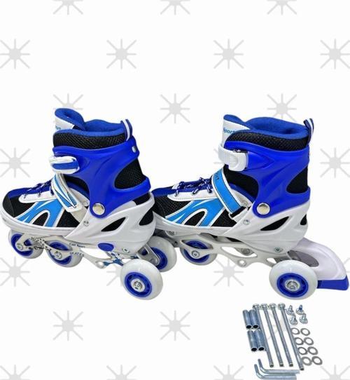 Paten Ayarlanabilir 2+1 Işıklı Metal Gövde Alıştırma Pateni Çanta Hediyeli Işıklı Paten