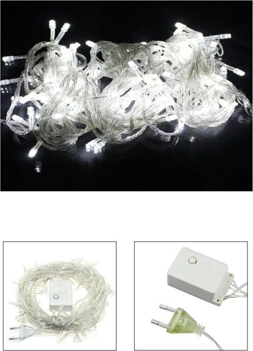 Toprockstore 8 Fonksiyonlu 100 Ledli 10 M Fişli Led Dekor Lambası Beyaz Renk Dekoratif Yılbaşı Ağacı Işığı Led