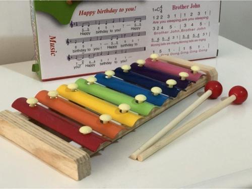 Toprockstore Ahşap Xylophone Ksilofon Bebek Müzik Aleti 8 Nota 8 Ton
