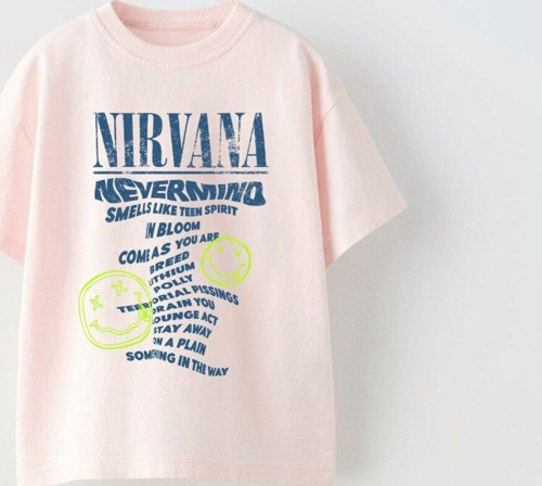 Nirvana Yazılı Smile Baskılı Pembe Kız Çocuk T-Shırt