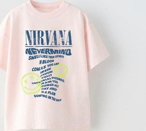 Nirvana Yazılı Smile Baskılı Pembe Kız Çocuk T-Shırt