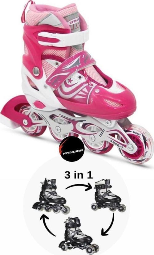 Toprockstore Işıklı Çocuk Pateni Silikon Ayarlanabilir Teker Metal Gövde Numaralı