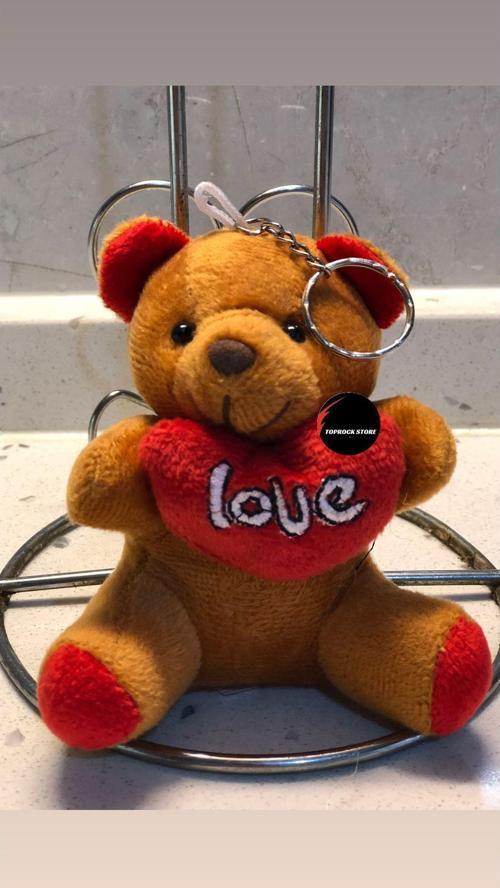 Toprockstore Kalp Tutan Sevimli Ayıcık Peluş Oyuncak Desenli Anahtarlık Uyku Arkadaşı Hediyelik 11 Cm