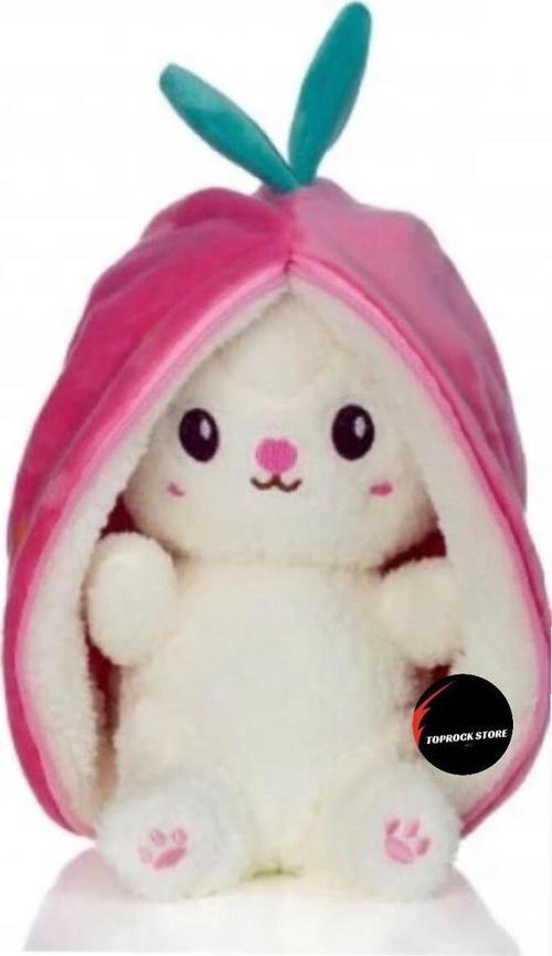 Toprockstore Sevimli Çilek Tavşan Peluş Oyuncak 35 Cm Büyük Boy Hediyelik Uyku Arkadaşı