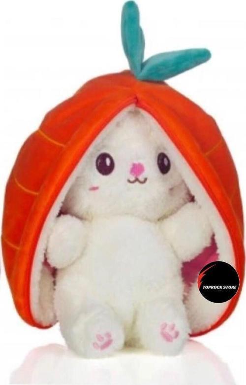 Toprockstore Sevimli Çilek Tavşan Peluş Oyuncak 35 Cm Büyük Boy Hediyelik Uyku Arkadaşı