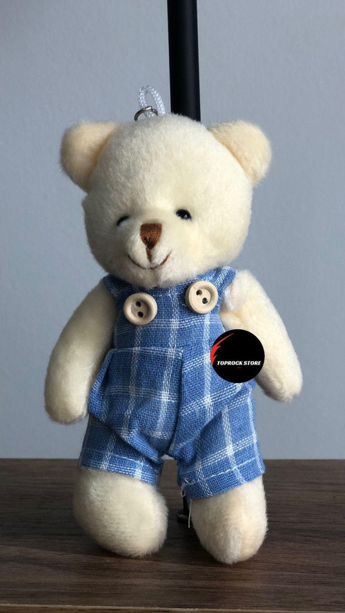 Toprockstore Sevimli Elbiseli Tulumlu Ayıcık Peluş Oyuncak Anahtarlık Uyku Arkadaşı Hediyelik 12 Cm