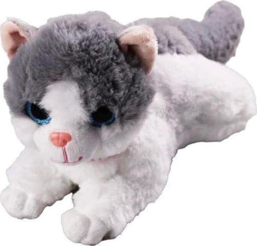 Toprockstore Miyavlayan Sesli Kedi Peluş Oyuncak Uyku Arkadaşı Hediyelik Peluş Yatan Kedi 35 Cm
