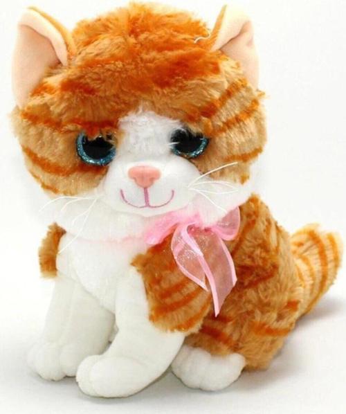 Toprockstore Sarı Beyaz Sesli Oturan Peluş Tekir Kedi