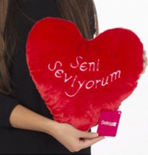 Toprockstore Seni Seviyorum Kalp Yastık Sevgiliye Kalpli Peluş Yastık