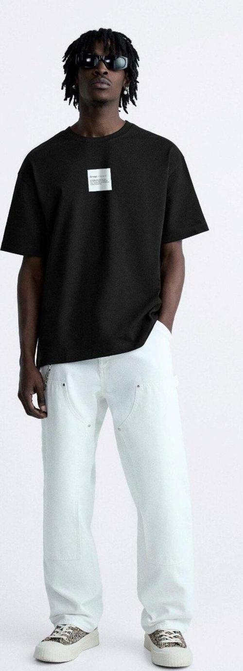 Bisiklet Yaka Syzygy Yazılı Oversize Siyah Erkek T-Shirt