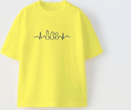 Chess İs My Therapy Yazılı Satranç Şah Tasarım Baskılı Sarı Çocuk T-Shirt