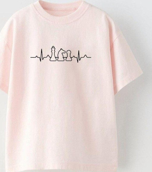 Satranç Ritim Tasarım Baskılı Pembe Çocuk T-Shirt