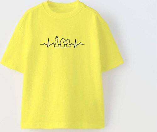 Chess İs My Therapy Yazılı Satranç Şah Tasarım Baskılı Sarı Çocuk T-Shirt