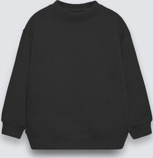 Siyah Çocuk Basic Bisiklet Yaka Içi Polar Oversize Sweatshirt