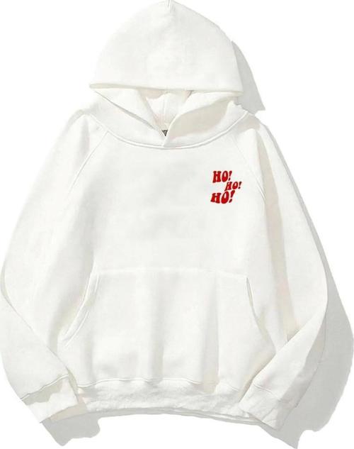 Kapüşonlu Içi Polar Ho! Ho! Ho! Christmas Yazı Baskılı Beyaz Unisex Sweatshirt