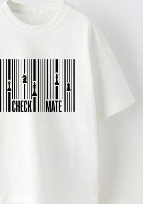 Check Mate Yazılı Satranç Çizgi Tasarım Baskılı Beyaz Çocuk T-Shirt