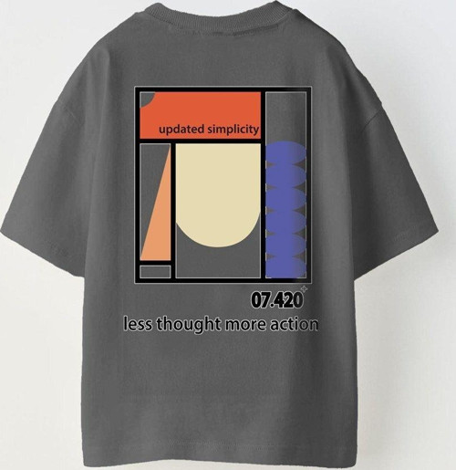 Updated Simplicity Yazılı Desen Tasarım Baskılı Füme Çocuk T-Shirt