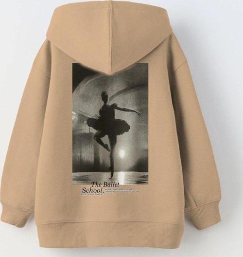 Kapüşonlu Içi Polar The Ballet School Baskılı Bej Unisex Çocuk Sweatshirt