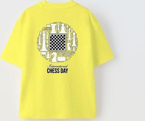 International Chess Day Yazılı Satranç Tasarım Baskılı Sarı Çocuk T-Shirt