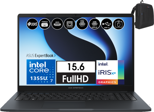 Expertbook B1 B1503CVA Intel Core I7-1355U 16GB Ddr5 2tb SSD WINDOWS11HOME 15.6 Fhd Intel Iris Xe Graphic Taşınabilir Bilgisayar WI716G512B1DH09+ZETTAÇANTA