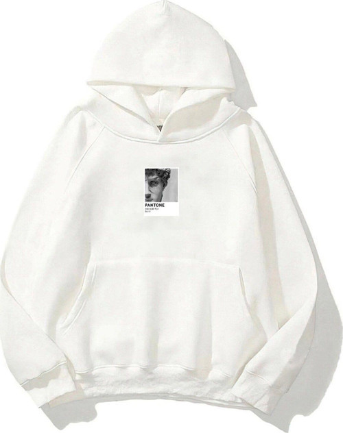 Kapüşonlu Içi Polar Sunflowers Baskılı Beyaz Unisex Oversize Hoodie Sweatshirt