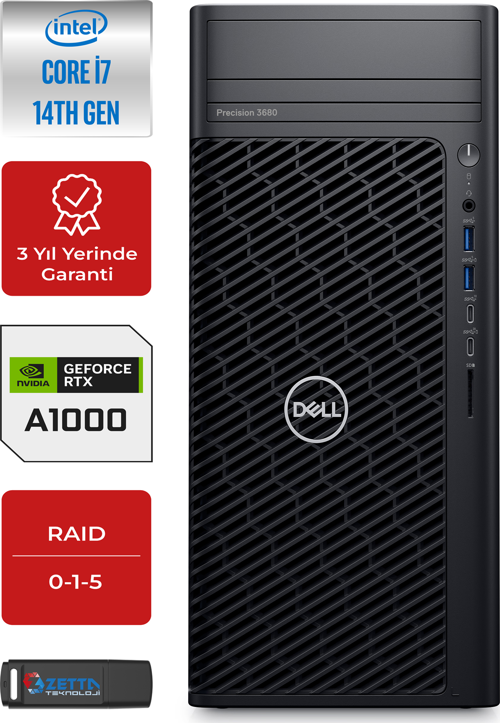 3680 Intel Core I7 14700 Vpro 48GB Ddr5 4tb SSD 8GB/RTXA1000 Windows 11 Pro 3680I7A2WP16 + ZETTA128GBUSB
