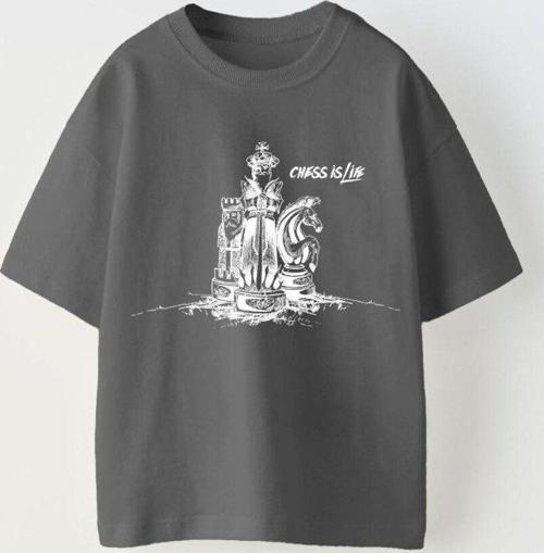 Chess Is Life Yazılı Satranç Tasarım Baskılı Füme Çocuk T-Shirt