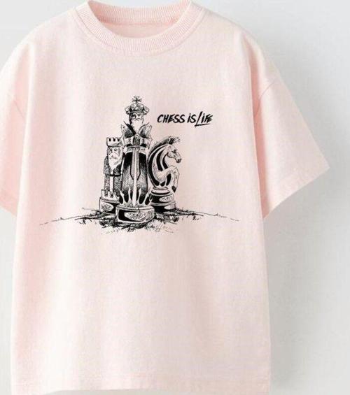 Chess Is Life Yazılı Satranç Tasarım Baskılı Pembe Çocuk T-Shirt