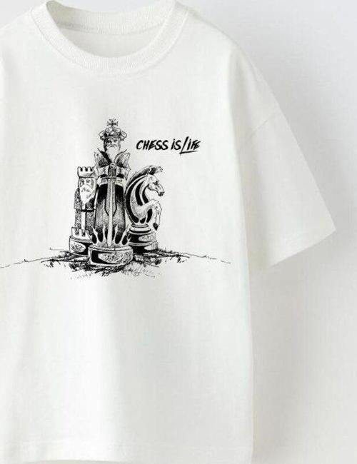 Chess Is Life Yazılı Satranç Tasarım Baskılı Beyaz Çocuk T-Shirt