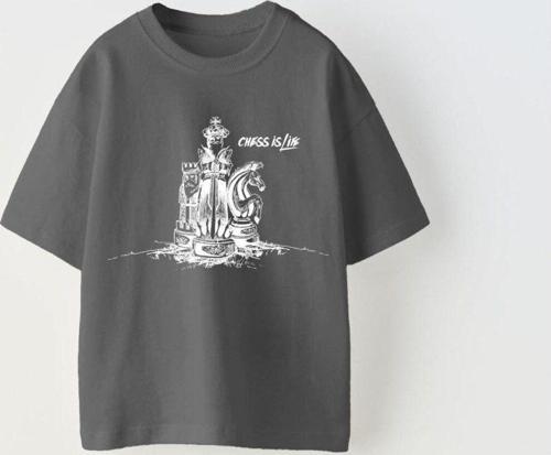 Chess Is Life Yazılı Satranç Tasarım Baskılı Füme Çocuk T-Shirt